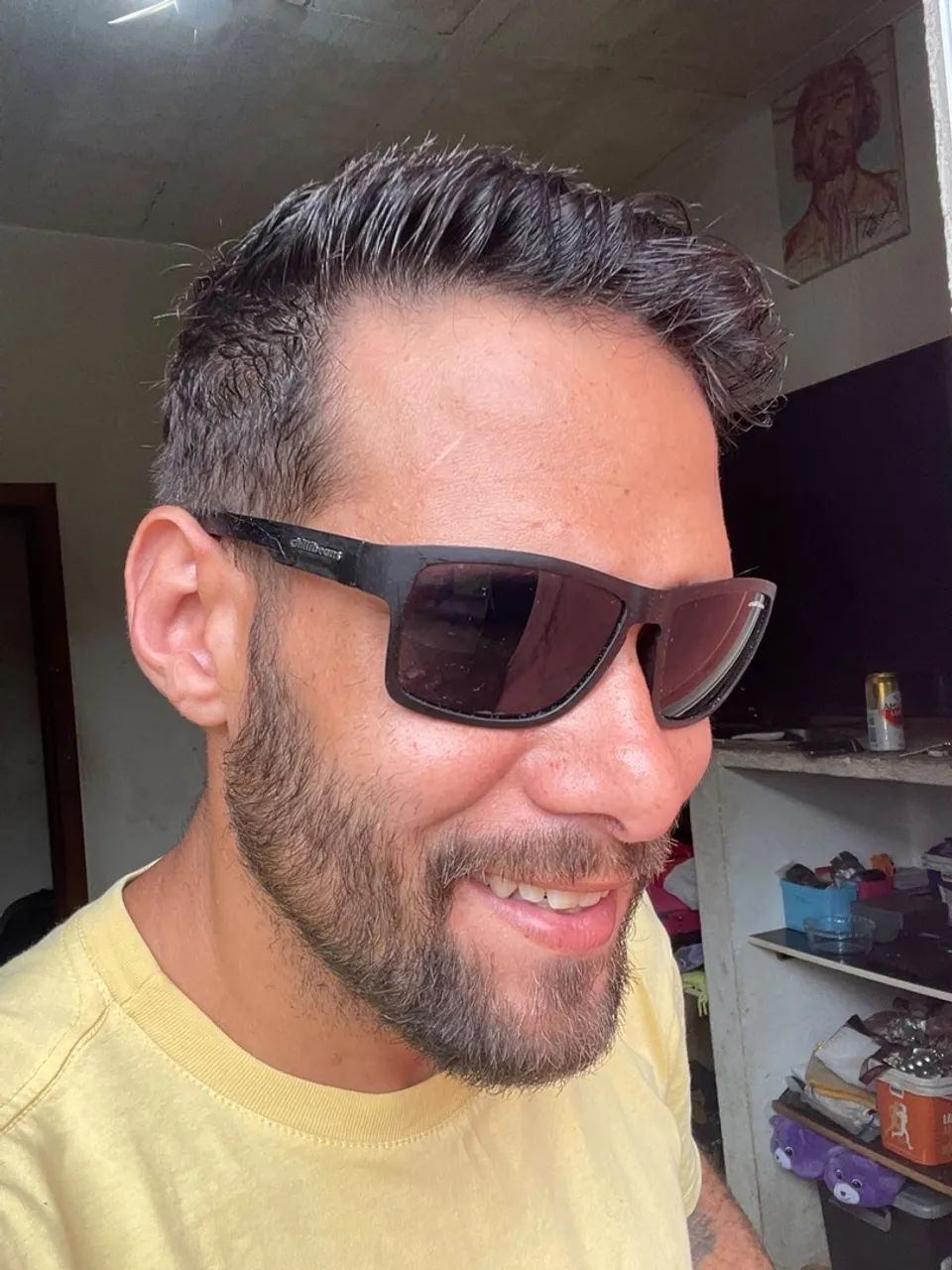 Oculos De Sol Chilli Beans Preto Fosco Retangular Com Case - Foto 4