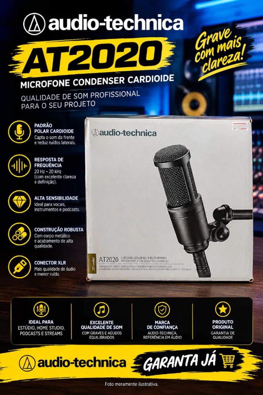 Microfone Audio-technica At2020 Condensador Cardioide