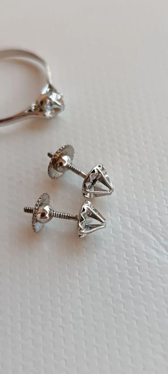 CONJUNTO ANEL E BRINCOS DE PAL ÁDIO COM BRILHANTES ( DIAMANTES)  - Foto 4