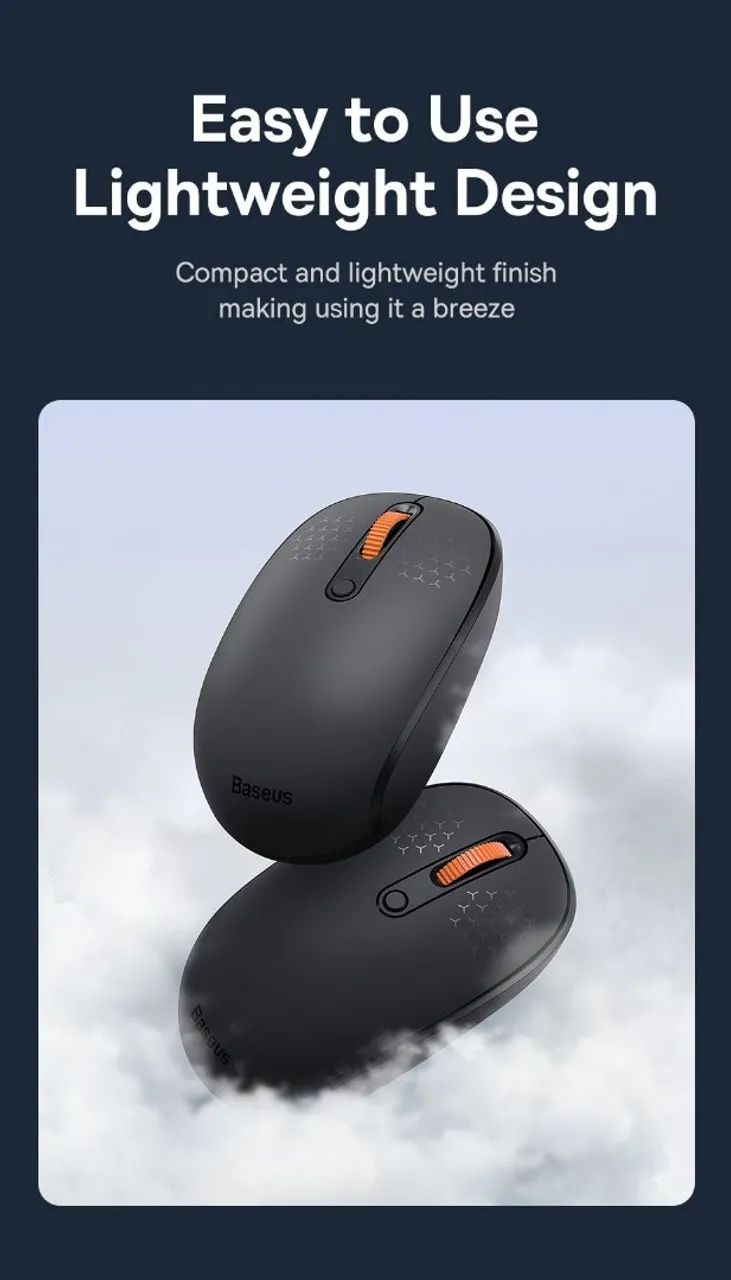 Mouse Baseus F01B BT 5.0, 2.4G, Silencioso, Sem Fio, 1600dpi, Preto  - Foto 2