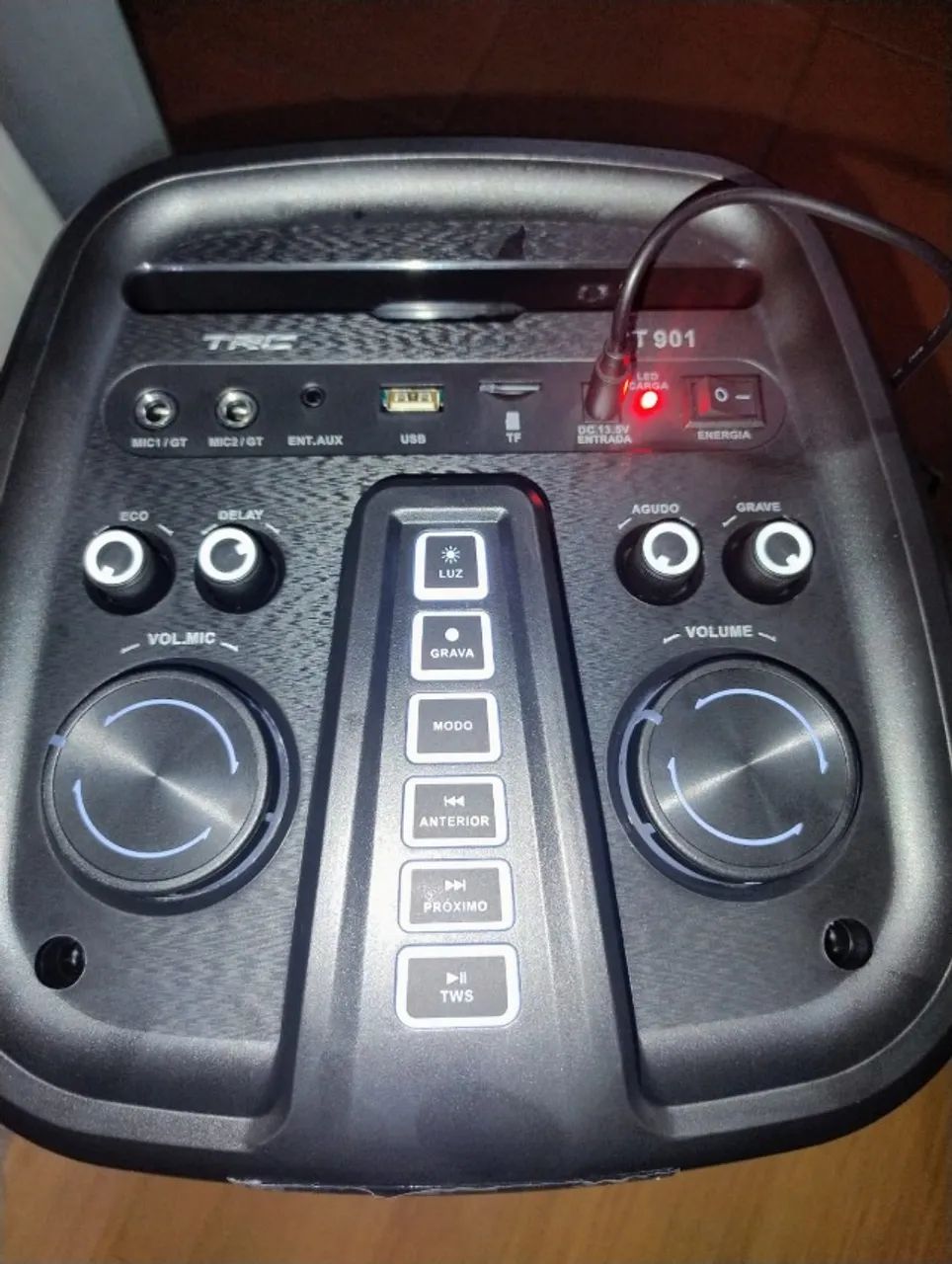 CAIXA DE SOM PREMIUM NA CAIXA- 900W COM MICROFONE E BATERIA - Foto 5