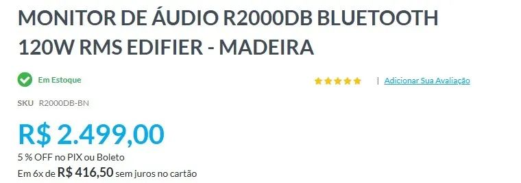 Monitor de Áudio R2000DB Bluetooth 120W RMS EDIFIER - Madeira - Foto 3