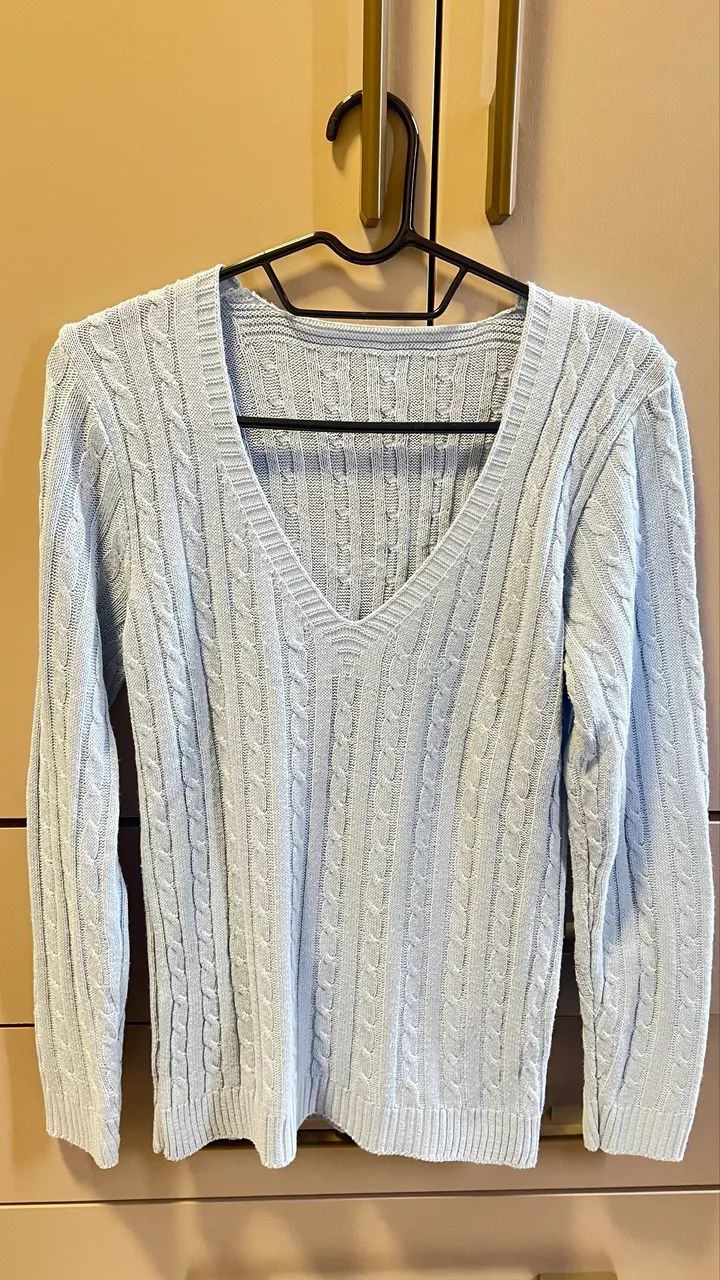 Blusa tricô azul clarinho 