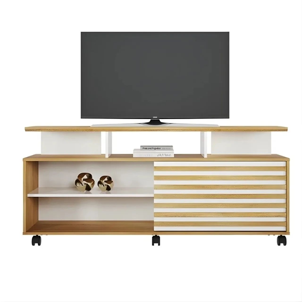 Rack Bancada Star Larg. 1.50m Cinamomo/Off Para TV's até 55 Polegadas 