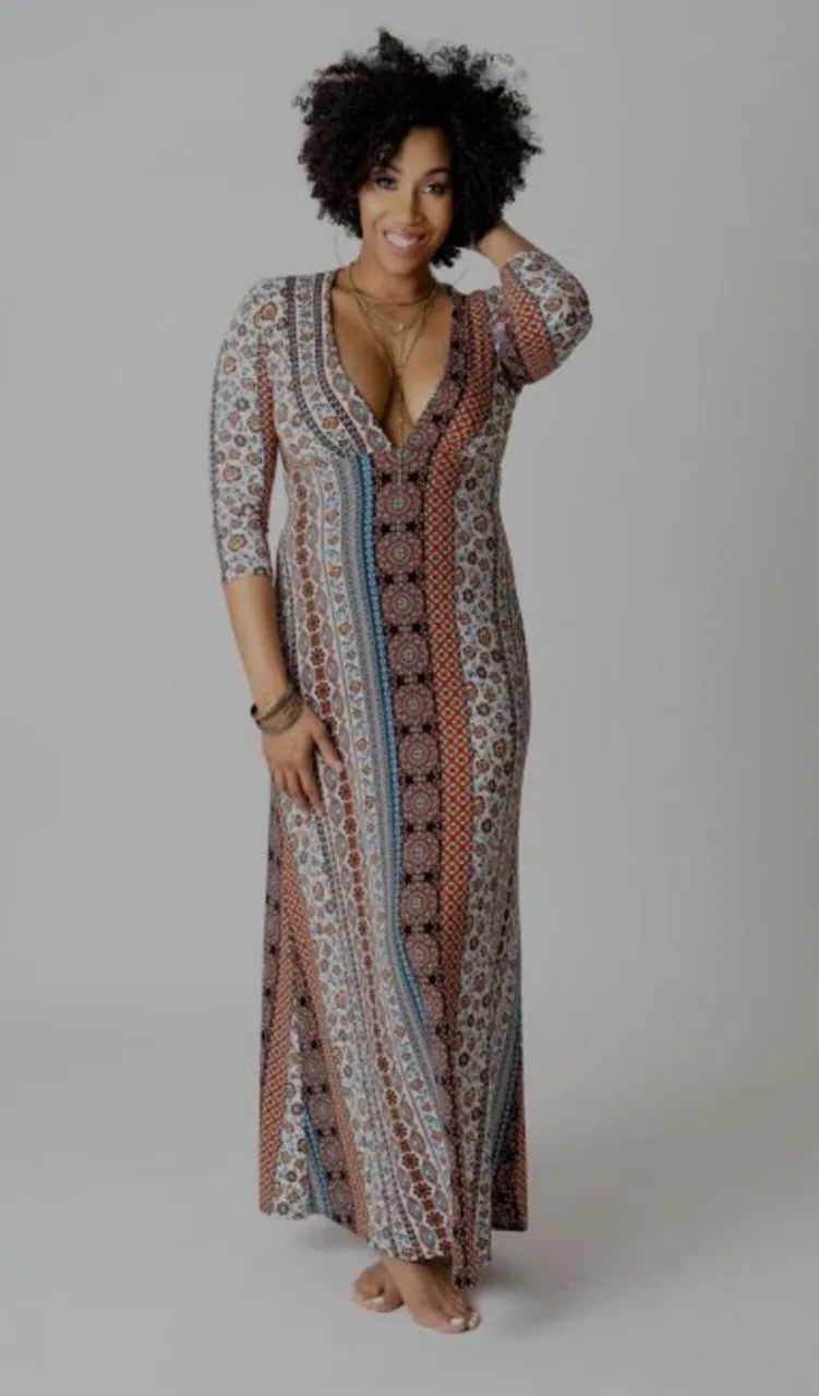 Vestido Longo Boho Chic Estampa Indiana 