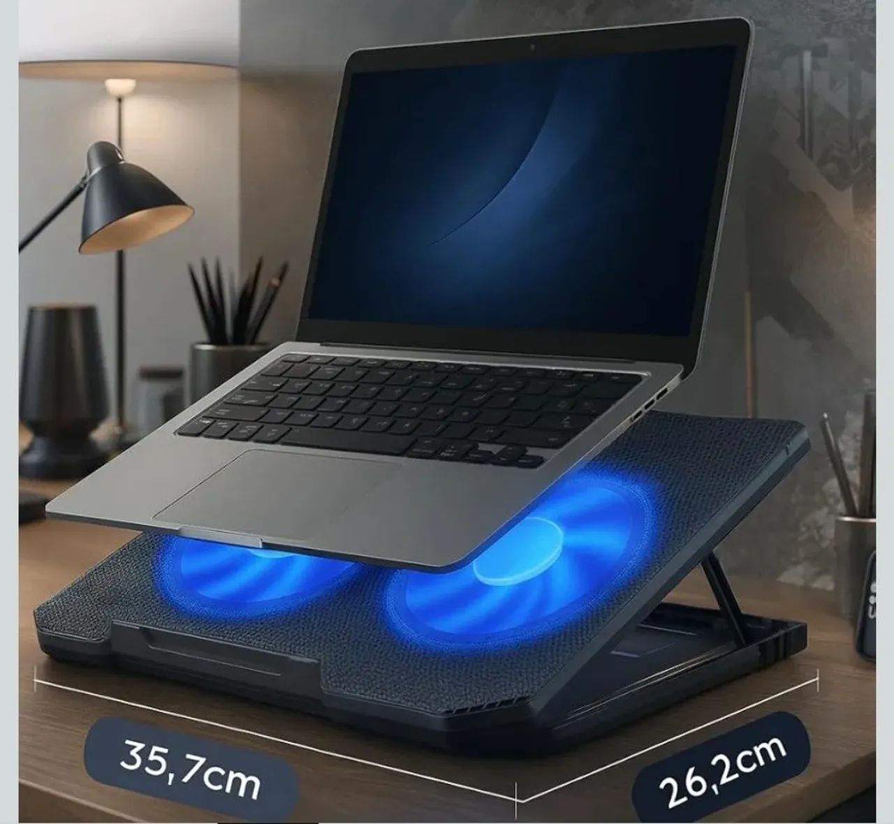 Suporte Para Notebook Base Ergonômica com 2 Coolers e Espaço Pra Celular  - Foto 4