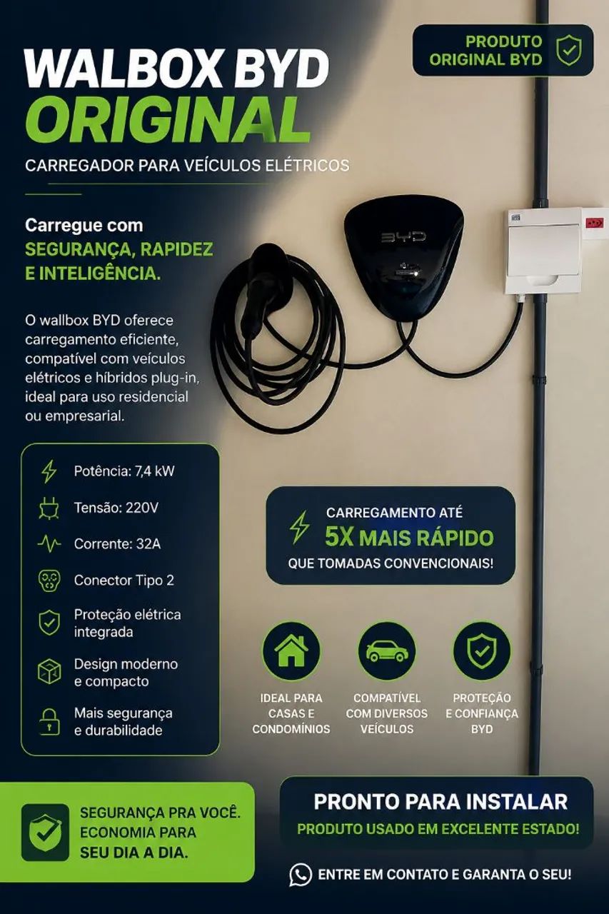 WALBOX BYD 7KW  + CAIXA DE PROTEÇÃO 