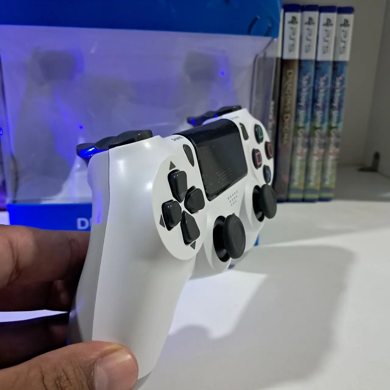 CONTROLE BRANCO COMPATÍVEL PS4/PC/SMARTPHONE  - Foto 4