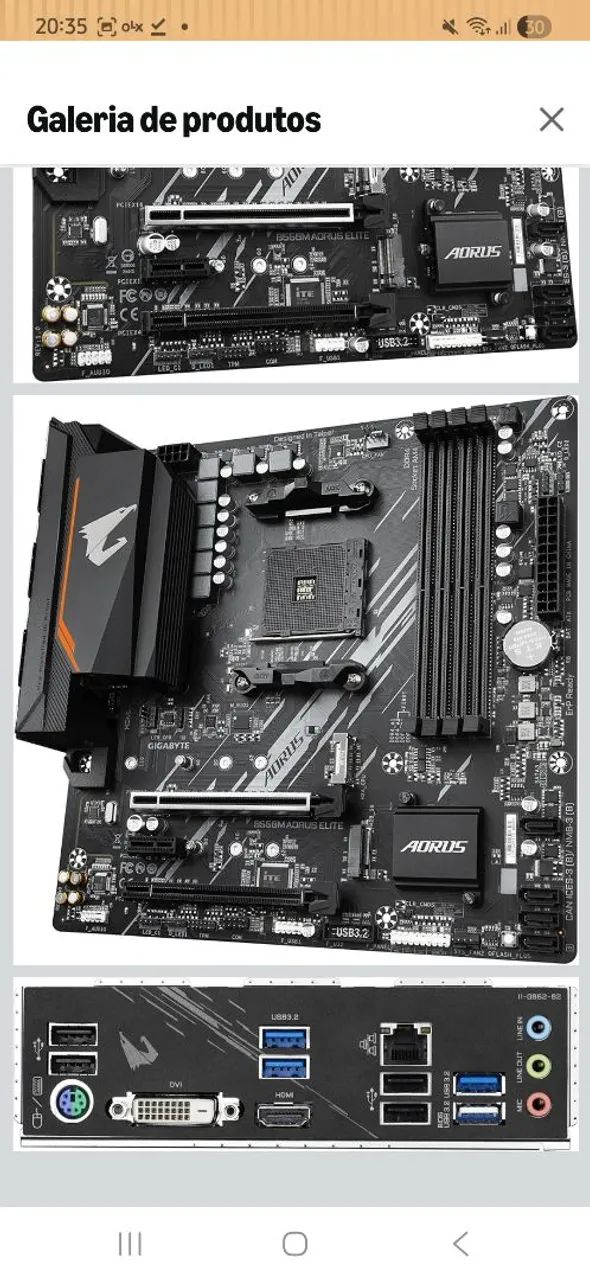 Placa mãe B550M Aorus Elite AM4 lacrada