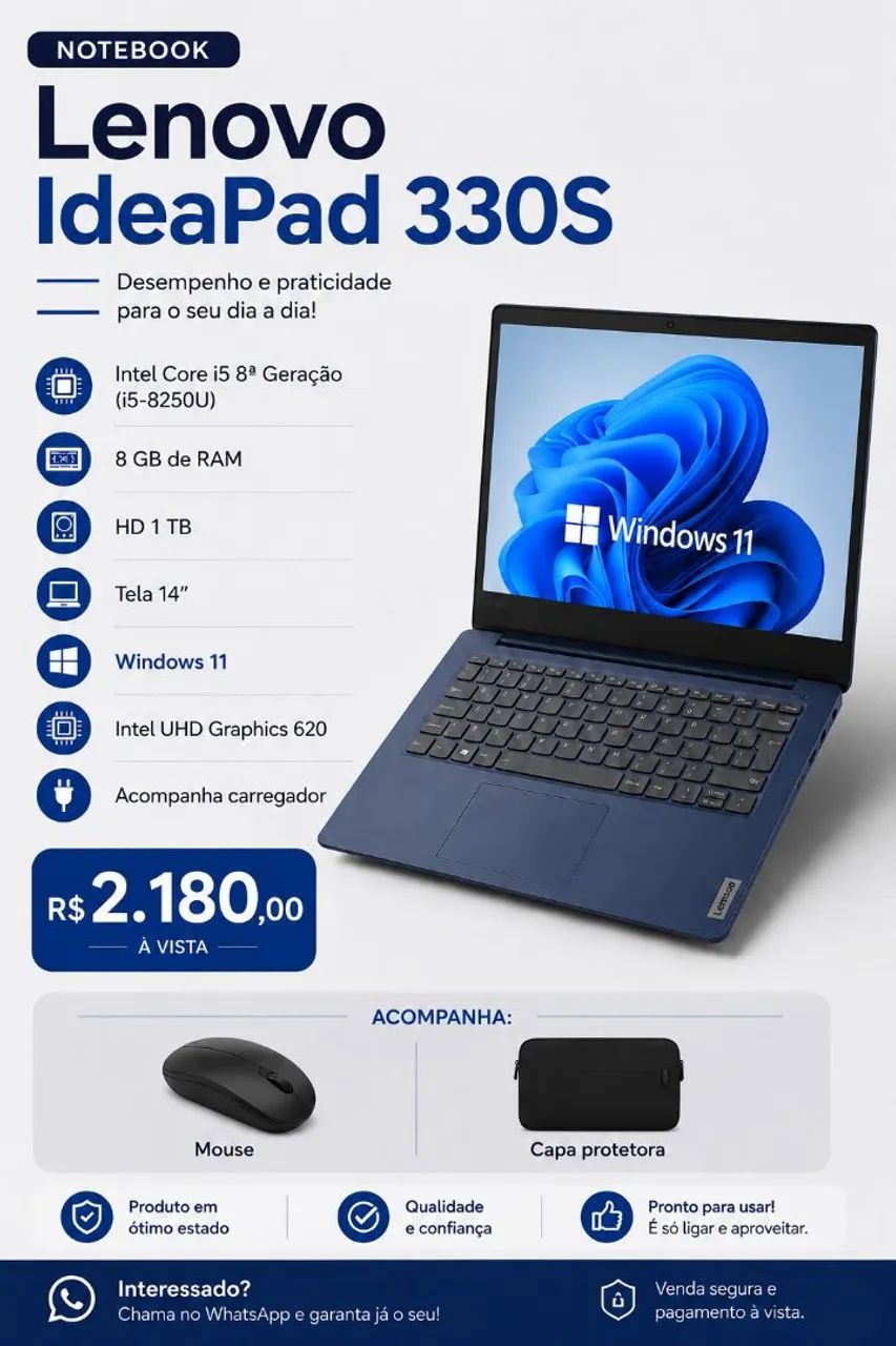 Notebook lenovo Idealpad 330s semi-novo