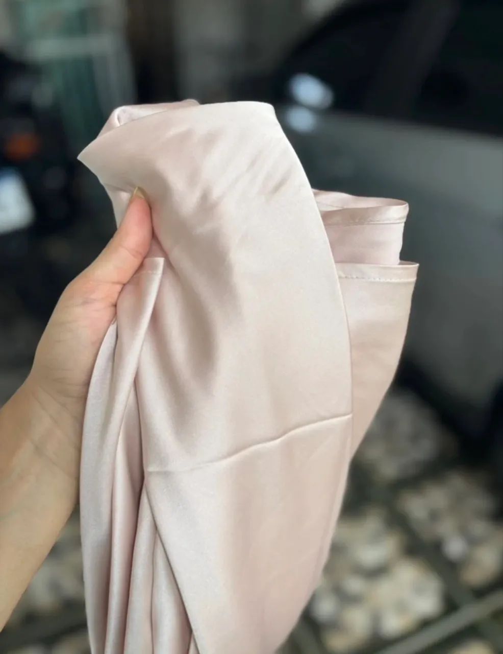 Saia midi bege cetim P - Foto 4