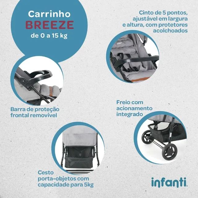 Carrinho e Bebê Conforto - semi novo-Marca Infanti-  - Foto 5