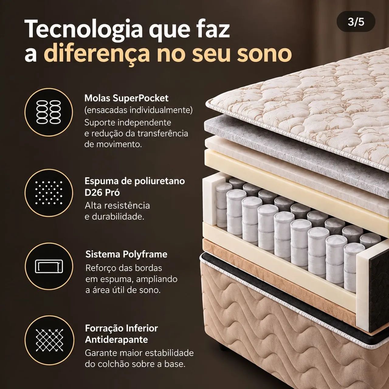 Cama Box Queen + Colchão Molas Ensacadas Airtech | 1,58x1,98 - Foto 3