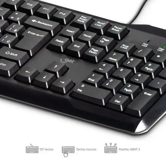 Kit Teclado e Mouse com Fio Get Elegance USB Preto Frete Grátis - Foto 5