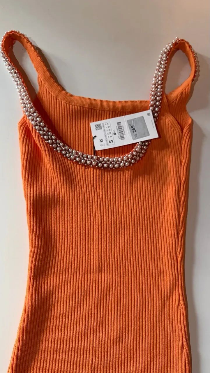 Vestido tricô pérolas Zara - Foto 3
