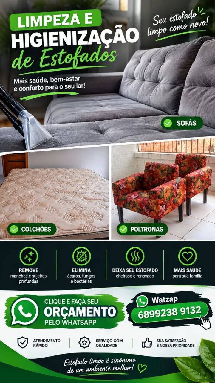 LIMPEZA E HIGIENIZAÇÃO DE ESTOFADOS 