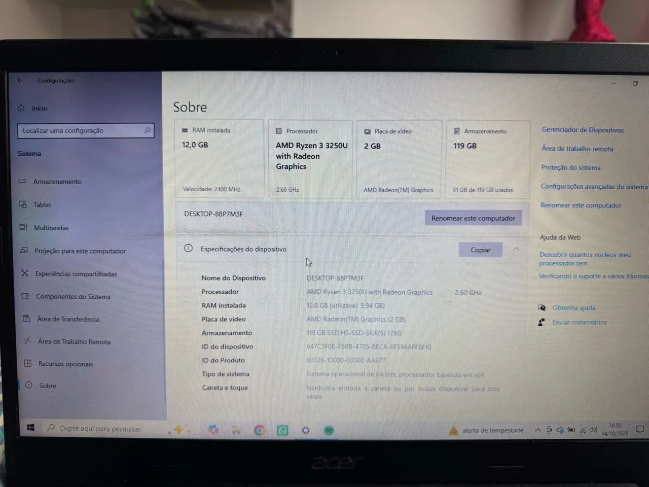 notebook acer aspire 3