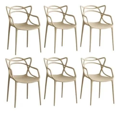 Kit 6 cadeiras allegra nude novas