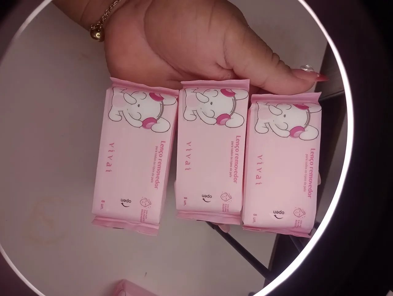 Lenço removedor de maquiagem dê bolsa 