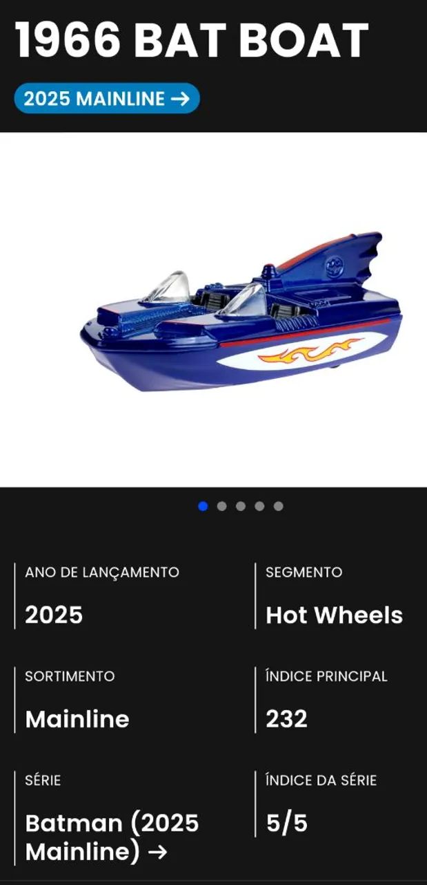 Hot Wheels Barco do Batman azul 