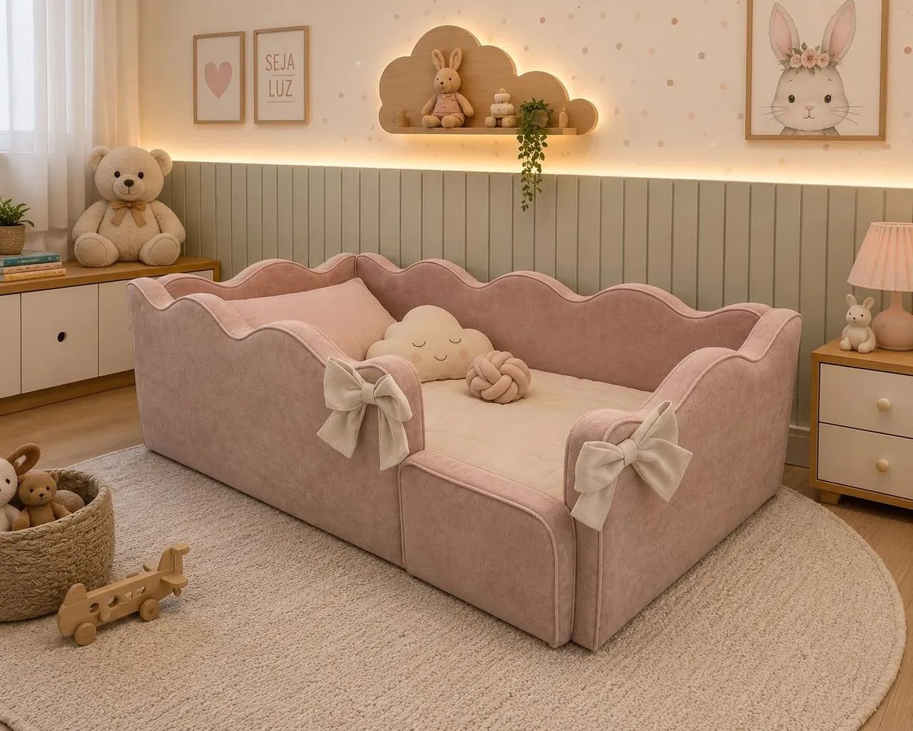 Cama montessoriana infantil menina 