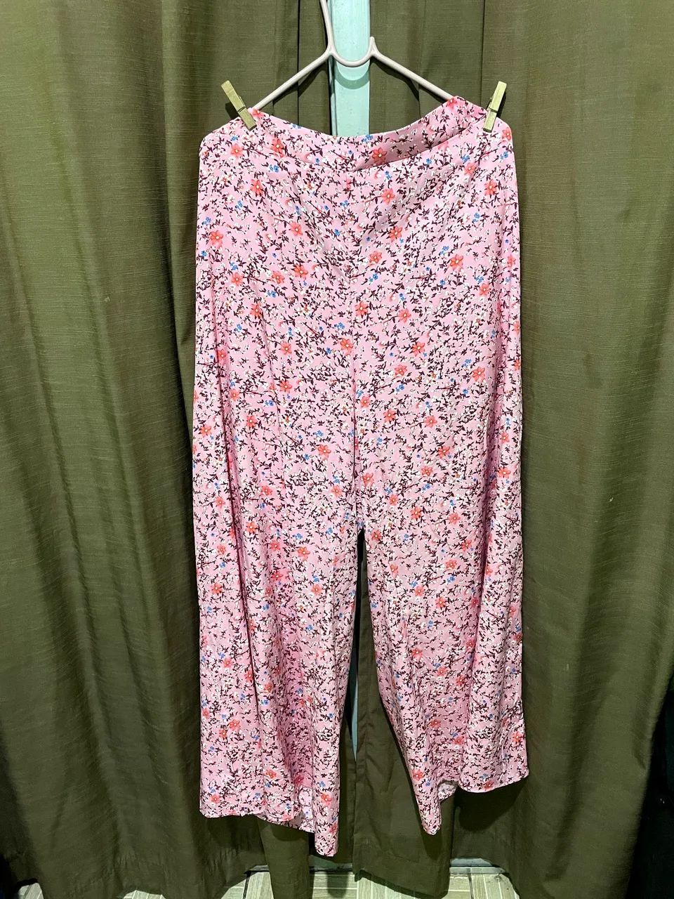 Calça pantalona rosa florida 2xl