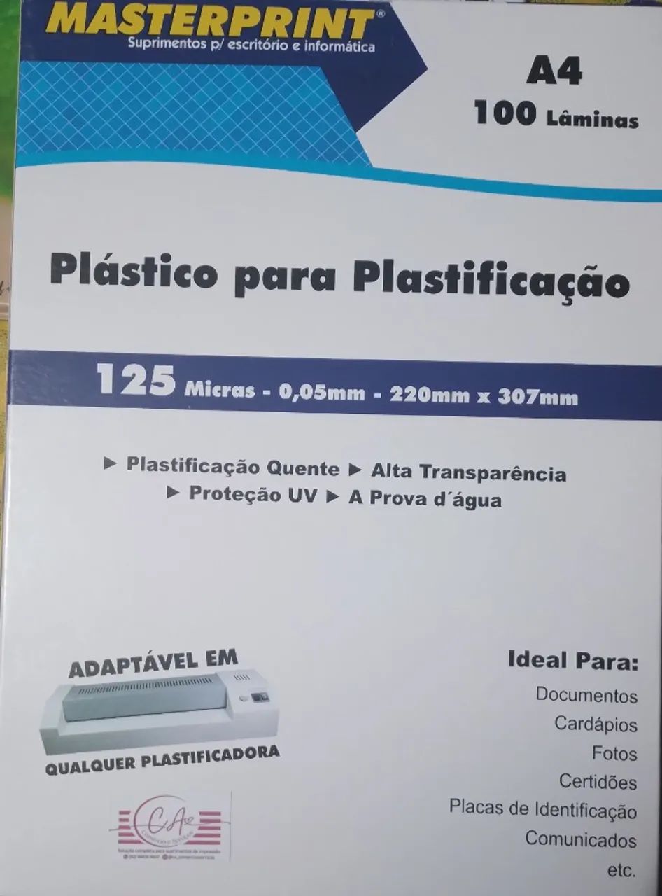 PLÁSTICO PARA PLASTIFICAÇÃO