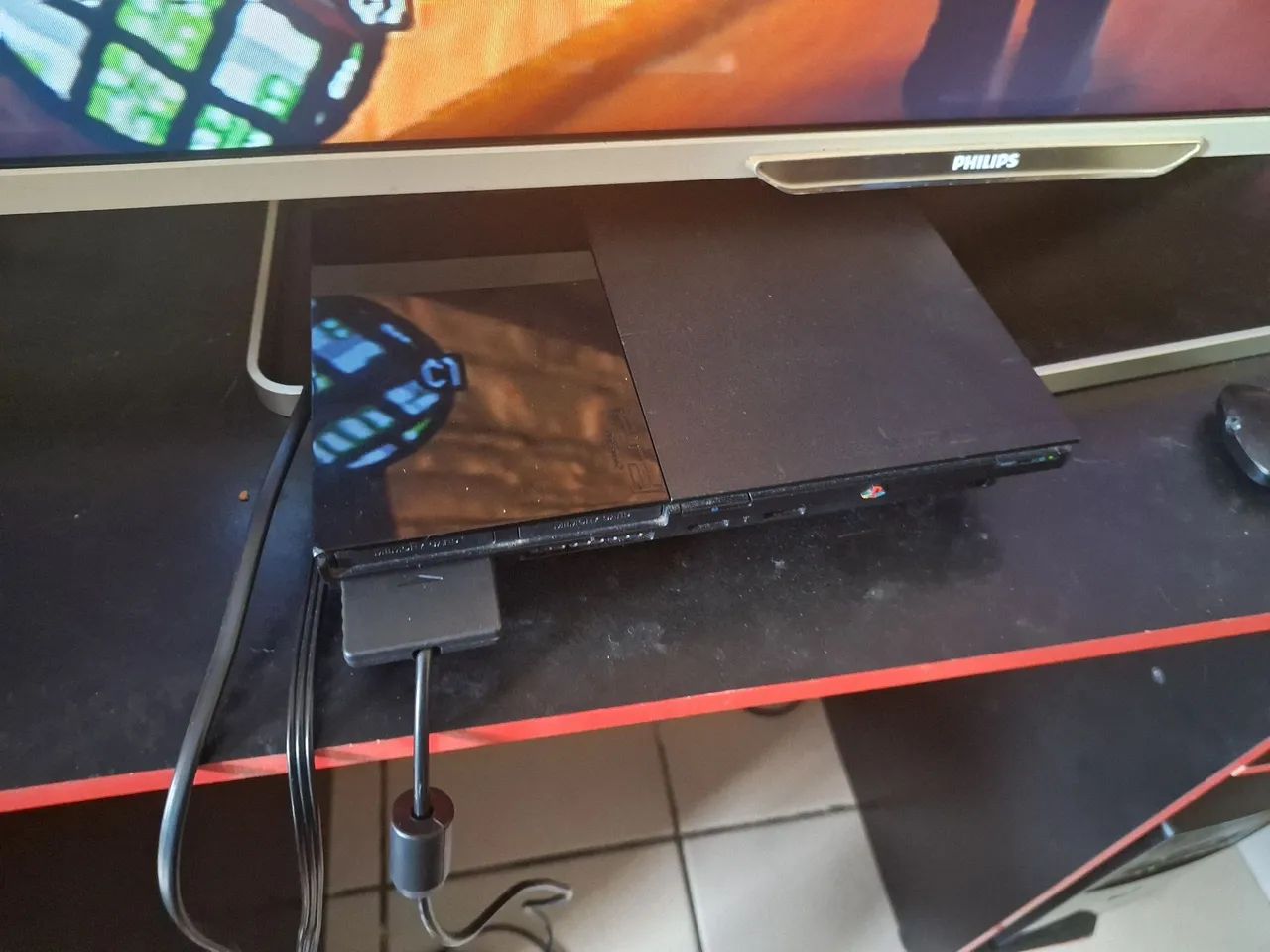 PS2 slim desbloqueado com 2 controles memóri card leitor funcionando 100%