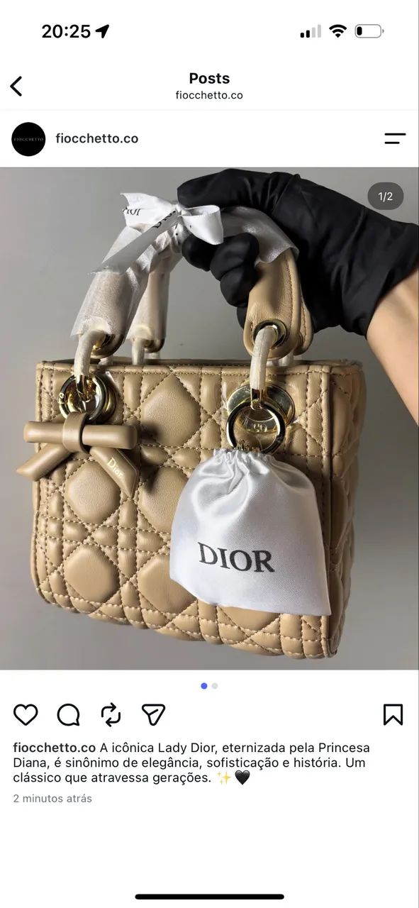 Bolsa Lady Dior Bege Pó