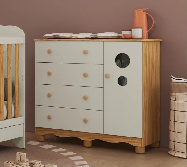 Comoda Bolinha 100% MDF - Peroba - Foto 4