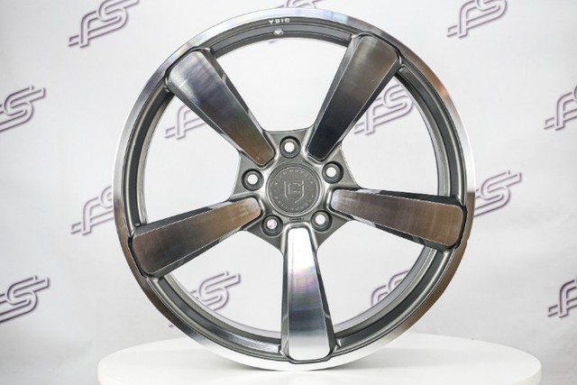 Jogo De Rodas Gisa Wheels K4-XZ P/911/ 992 Grafite Diamantado 5x130 - 20x8,5 e 21x11,5