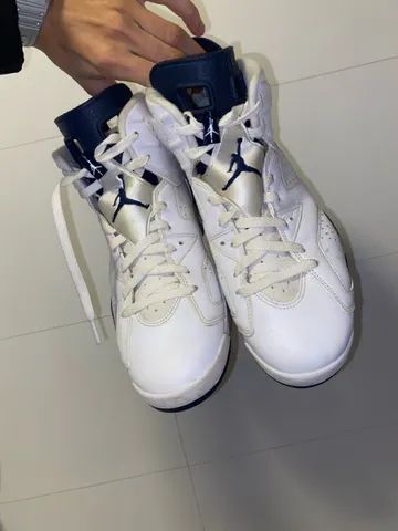 Tênis Air Jordan 6 Retro Branco e Azul TAMANHO 43 em ótimo estado. - Foto 2