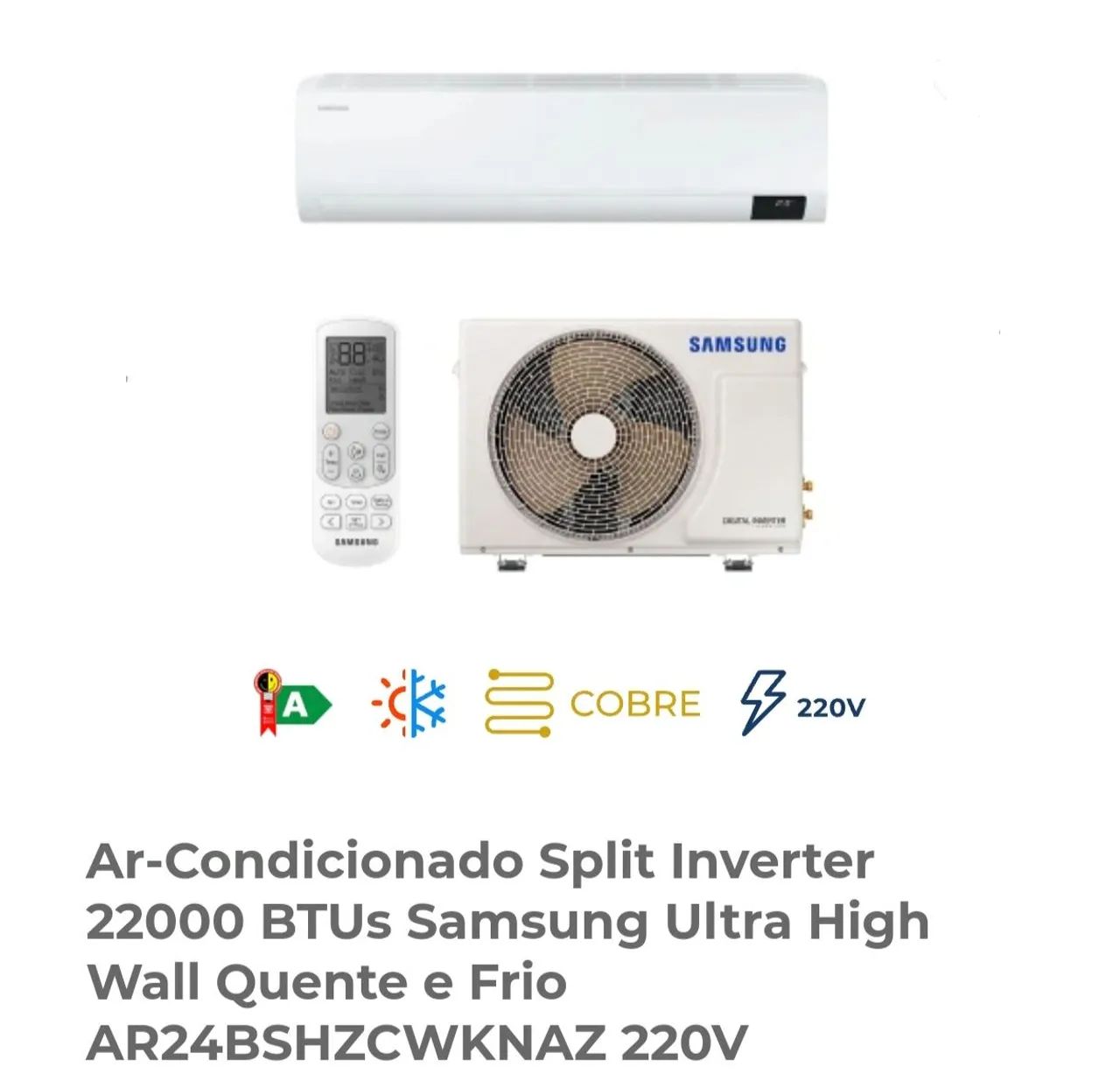 Ar Split Samsung Inverter Ultra 24000 BTUs + Novo  + Nota + 1 Ano Garantia + Cartão 12x*!!