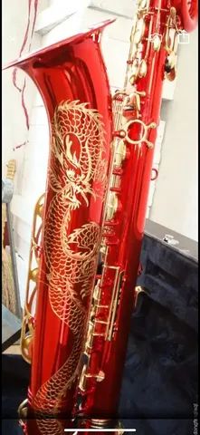 sax baritono eB red dragon chaves douradas luthieria prosperar margewate completo - Foto 6