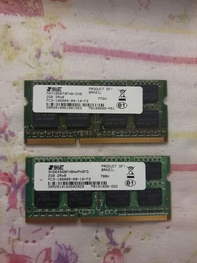 Memória para notebook 4GB Ddr3 (2x 2GB) Smart
