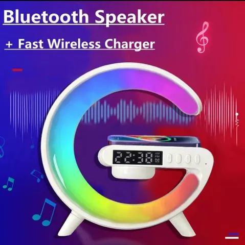 LUMINÁRIA RGB COM CARREGADOR INDUÇÃO, BLUETOOTH, ENTRADA PARA CARTÃO DE MEMÓRIA, NOVO! - Foto 4