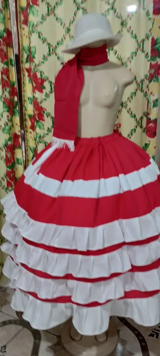 Saia Rodada Vermelha e Branca - Tamanho M