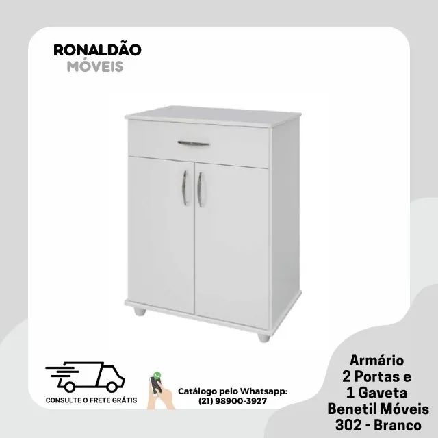 Armário Cozinha 302 Benetil Branco - Entrega Rápida! 