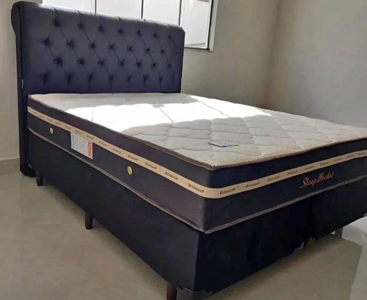 Cama Box Queen Sleep Pocket  e cabeceira 