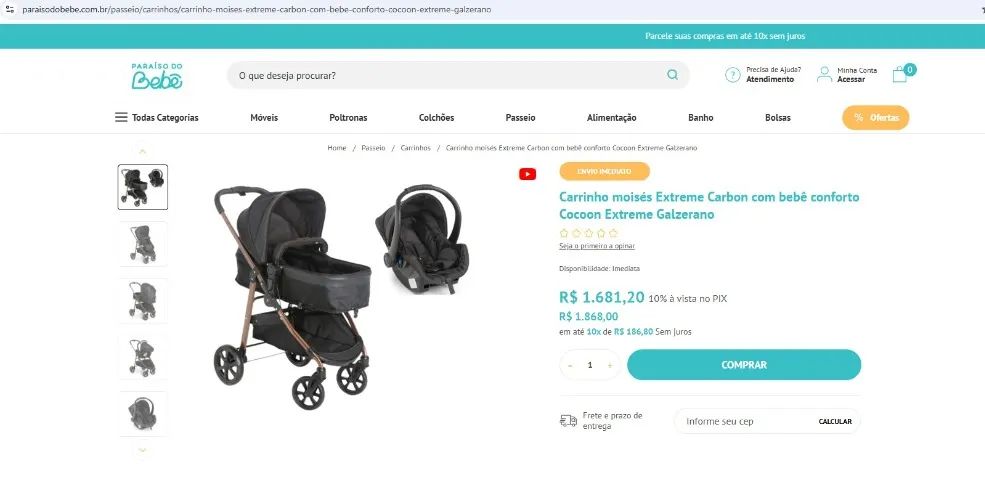 Carrinho moisés com bebê conforto - Galzerano - Foto 5