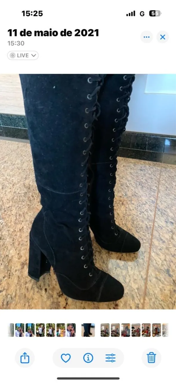 Bota Over Knee Preta com Cadarço
