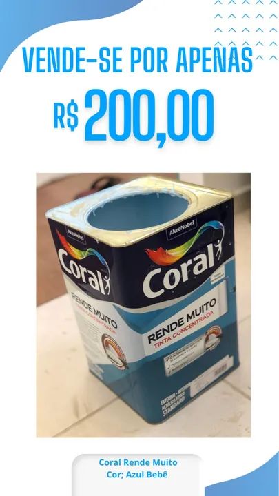 Tinta Coral Rende Muito Azul Bebê - Nova