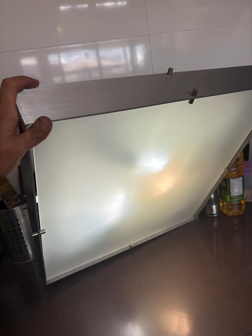 Luminária quadrada vidro alumínio teto suspensa grande - Foto 3
