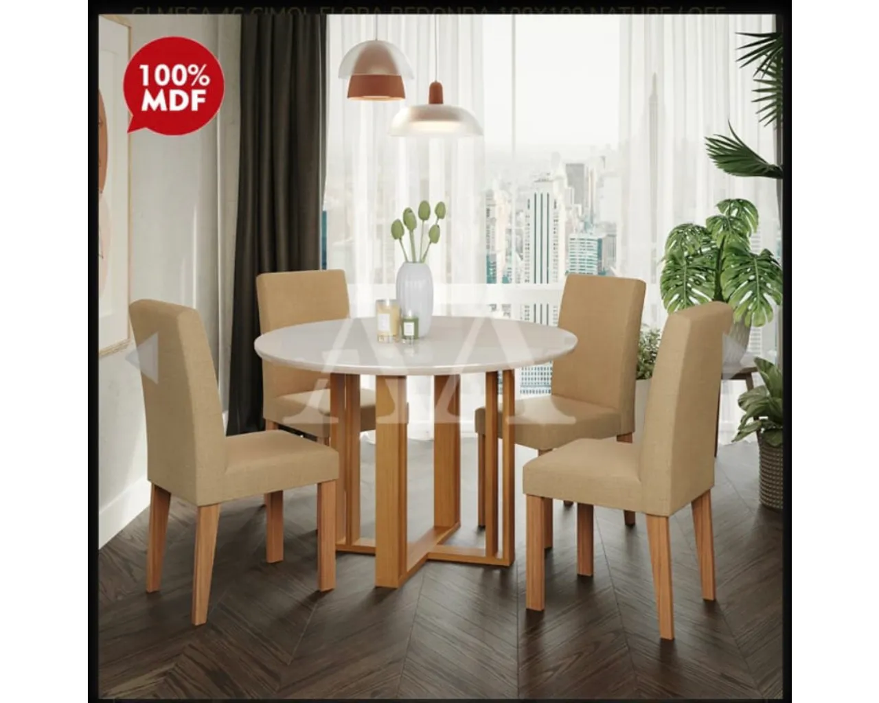 Conjunto Mesa de Jantar Redonda com 4 Cadeiras/ Melhor preço de SSA
