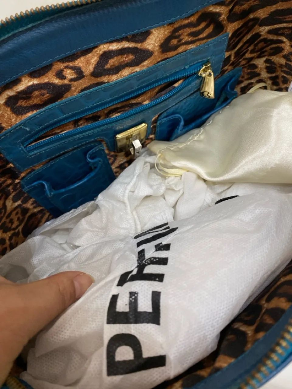 Bolsa Azul Carmen Steffens Franjas  - Foto 5