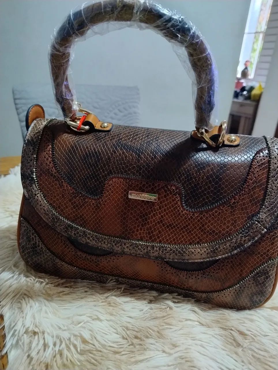 Bolsa de Mão Mondane Bege e Marrom - Foto 5