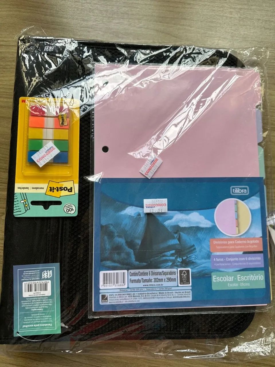 Kit Escolar Completo: Fichário, Divisórias, Post-it64840764430850121