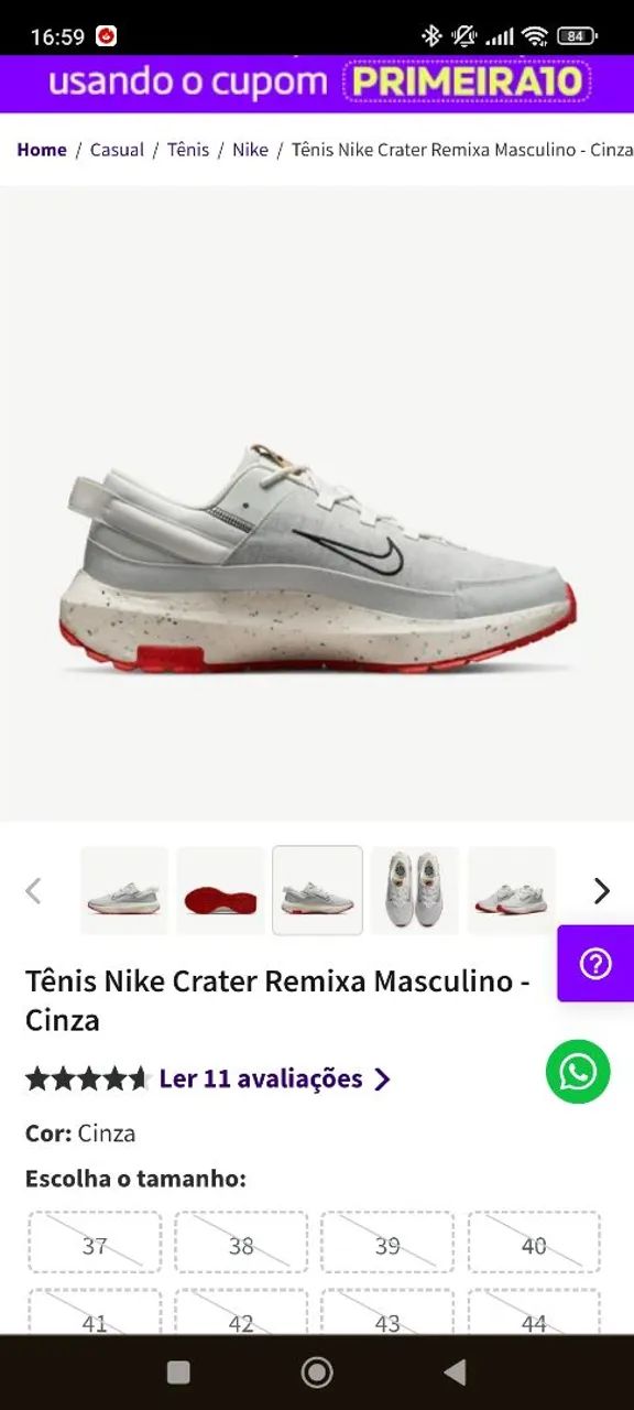 Tênis Nike Crater Remixa Masculino - Cinza