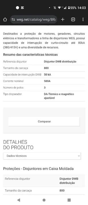 DISJUNTOR DWB800S500-3DA 500A 3 polos 50kA - Foto 5