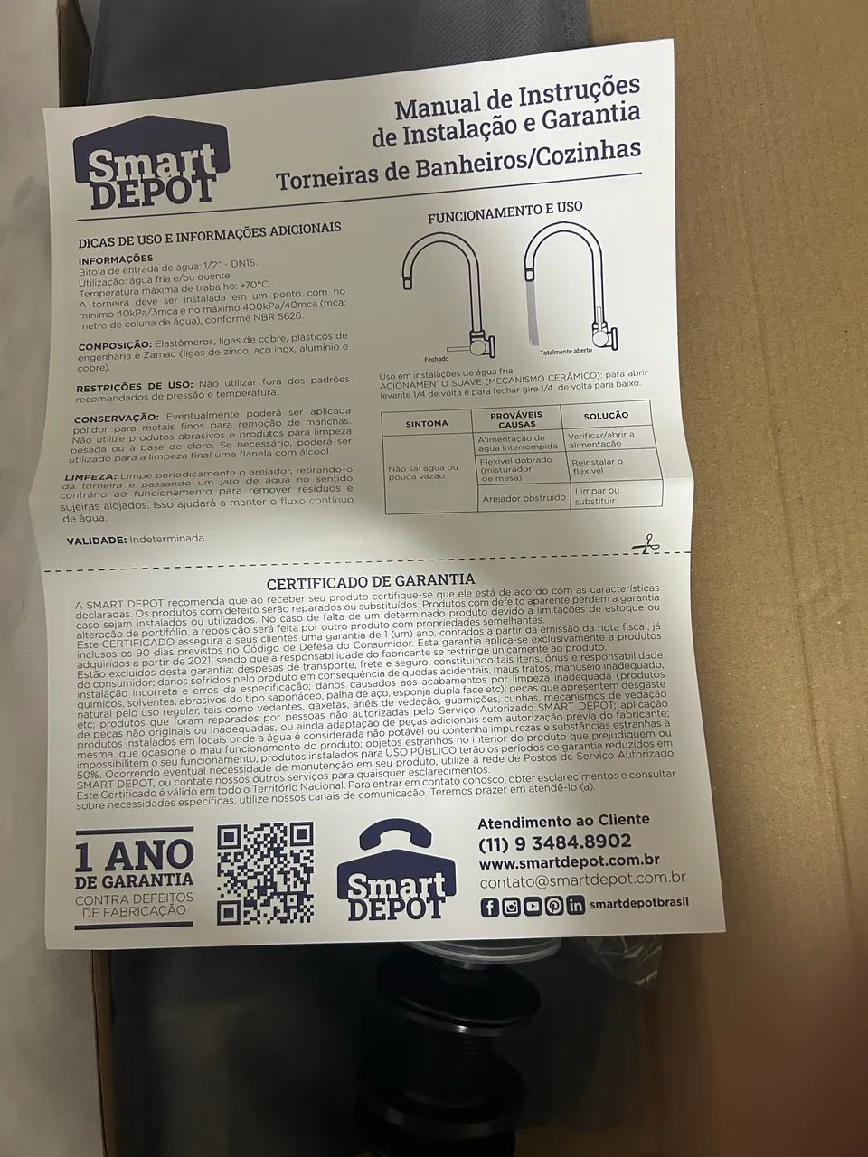 Kit torneira em metal para lavatório e válvula automática preto fosco  - Foto 3